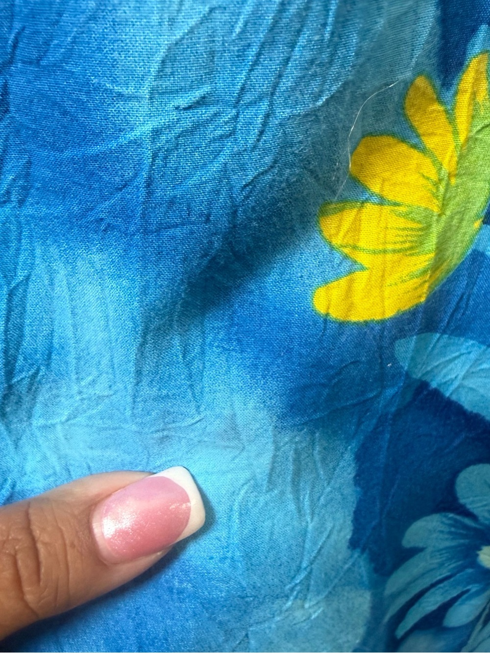 Vintage 90s Jams World Dress Womens small Blue Midi Floral Blue Pockets FLAWED - Picture 6 of 16